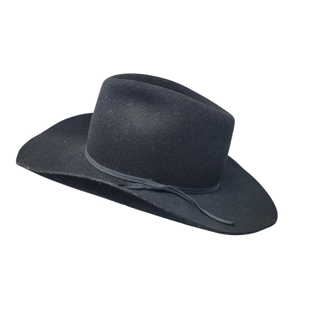 Vtg Stetson Stallion Ravine Black Felt Cowboy‎ Hat WW130 Mens Size 7 Western